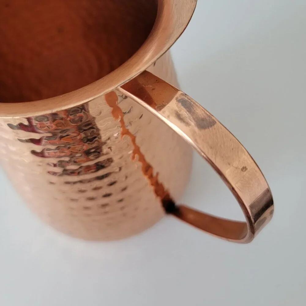 Traditional Indian Copper Pitcher Hammered Jug Handcrafted Pure Metal - Picture 6 of 10